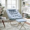 Flash Furniture Archer 28-in Oversized Folding Saucer Chair w/Folding Ottoman, Dusty Aqua Faux Fur/Soft Gold Frame FV-FSC-027-FR-DTAQ-SGD-GG - alternate 5